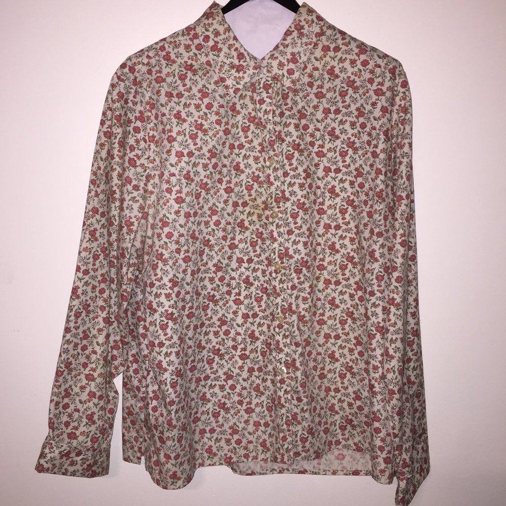 Retro Red Flowered Blouse XL